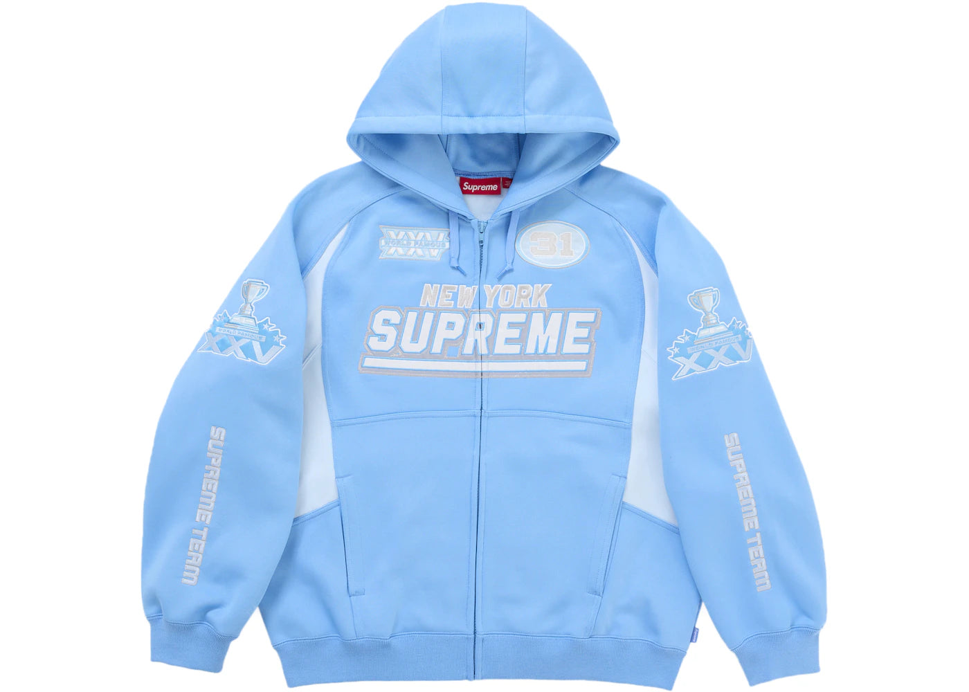 Supreme Football Zip Up Hooded Sweatshirt (FW25) Light Blue -1