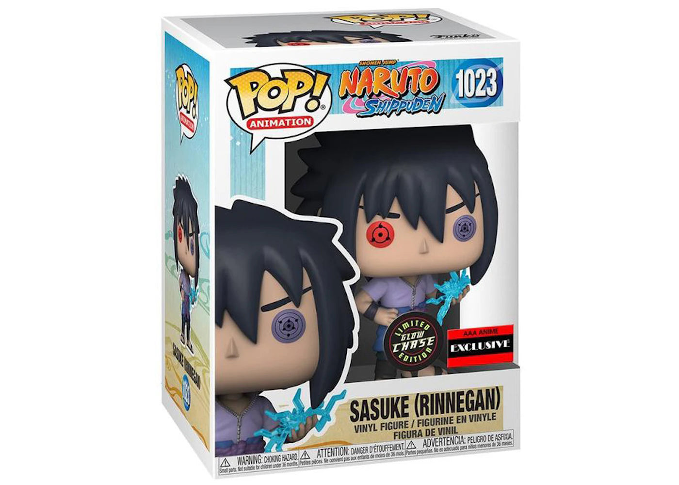 Funko Pop! Animation Naruto Shippuden Sasuke Rinnegan Glow Chase AAA Anime Exclusive Figure #1023 -1