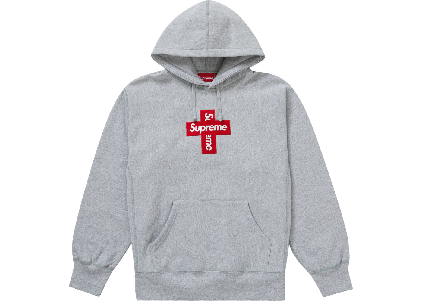 Supreme Cross Box Logo Hooded Sweatshirt Heather Grey -1