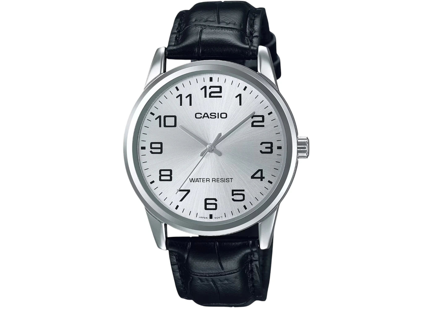 Casio Men’s Silver Dial Analog Watch with Black Leather Strap MTP-V001L-7BUDF -1
