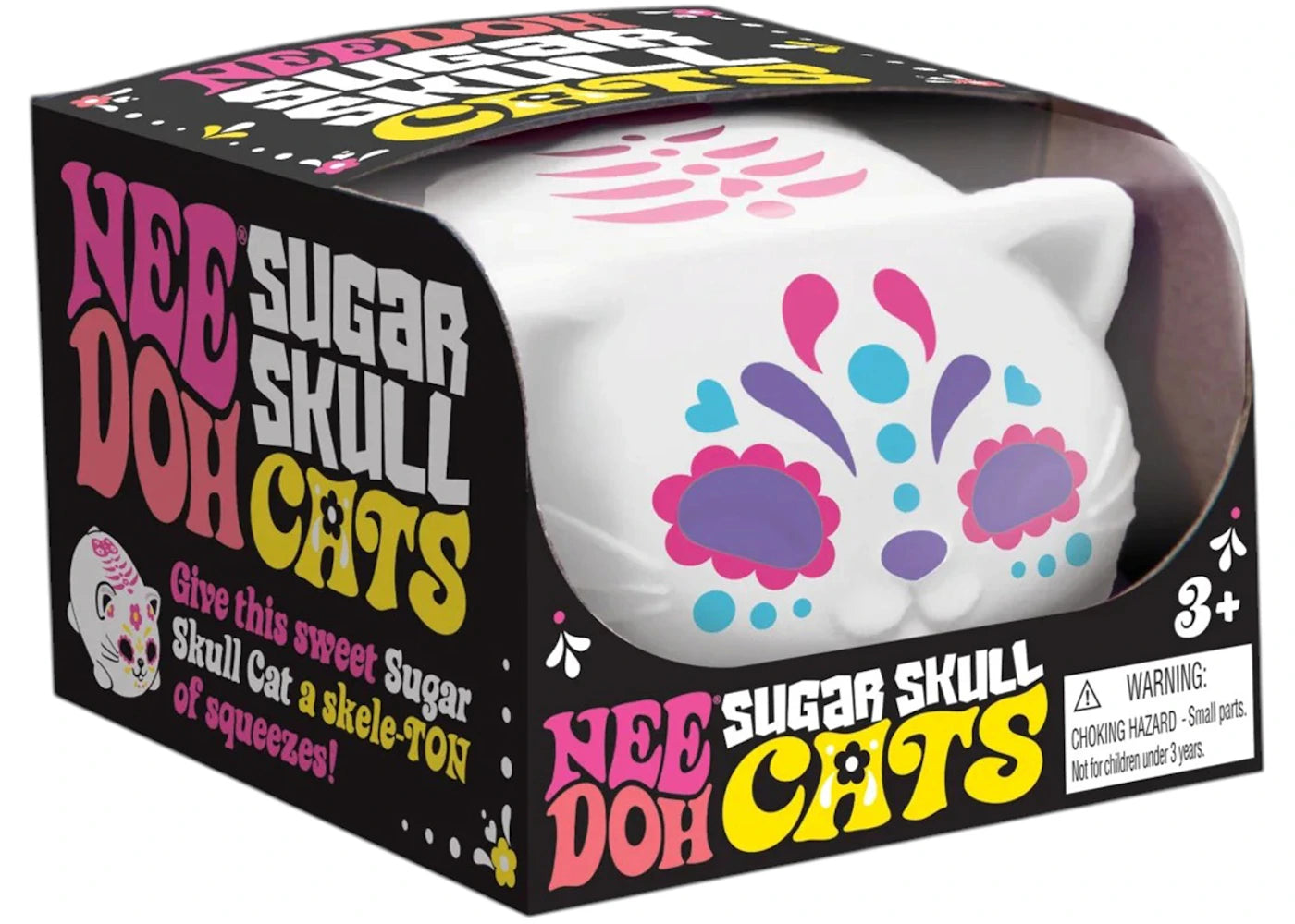 NeeDoh Sugar Skull Cool Cats Squishy Fidget Toy Pink -1