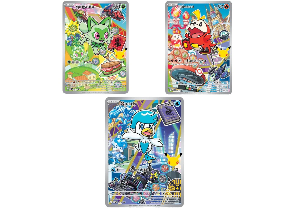 2026 Pokémon Mega Evolution First Partner Illustration Collection Series 3 Generation 9 First Partner Collection Set of 3 (Sprigatito/ Fuecoco/ Quaxly) Ungraded -1