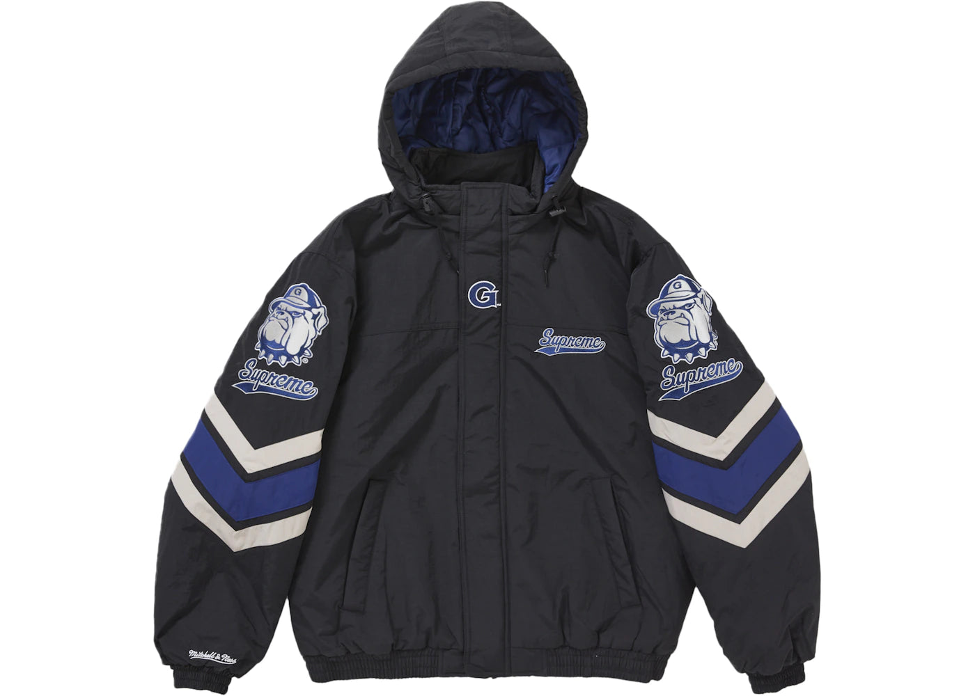 Supreme Mitchell & Ness NCAA Hooded Stadium Jacket Black -1