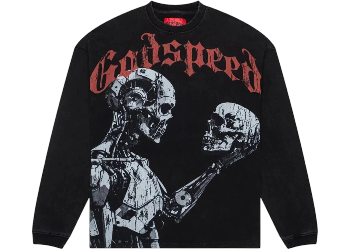 Godspeed Mankind vs AI L/S T-shirt Black Wash -1