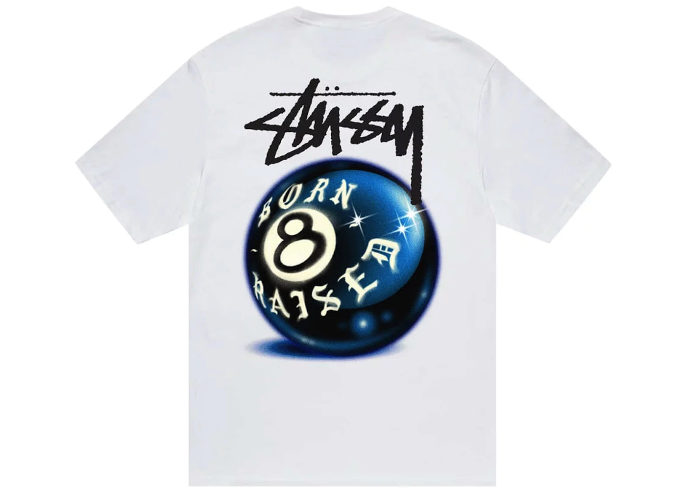 Stussy Born X Raised 8 Ball Tee White -1