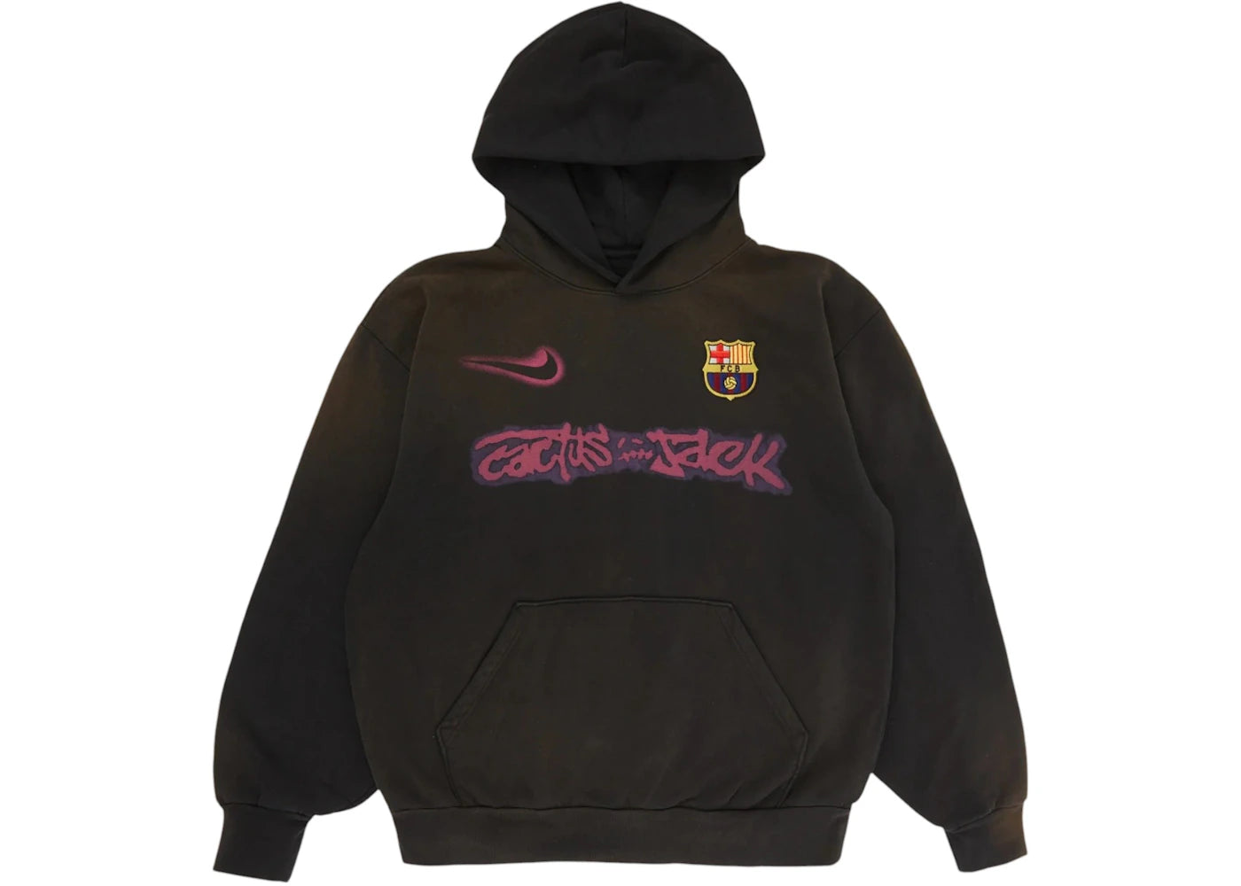 Travis Scott x Nike x FC Barcelona Spray Logo Hoodie Black -1