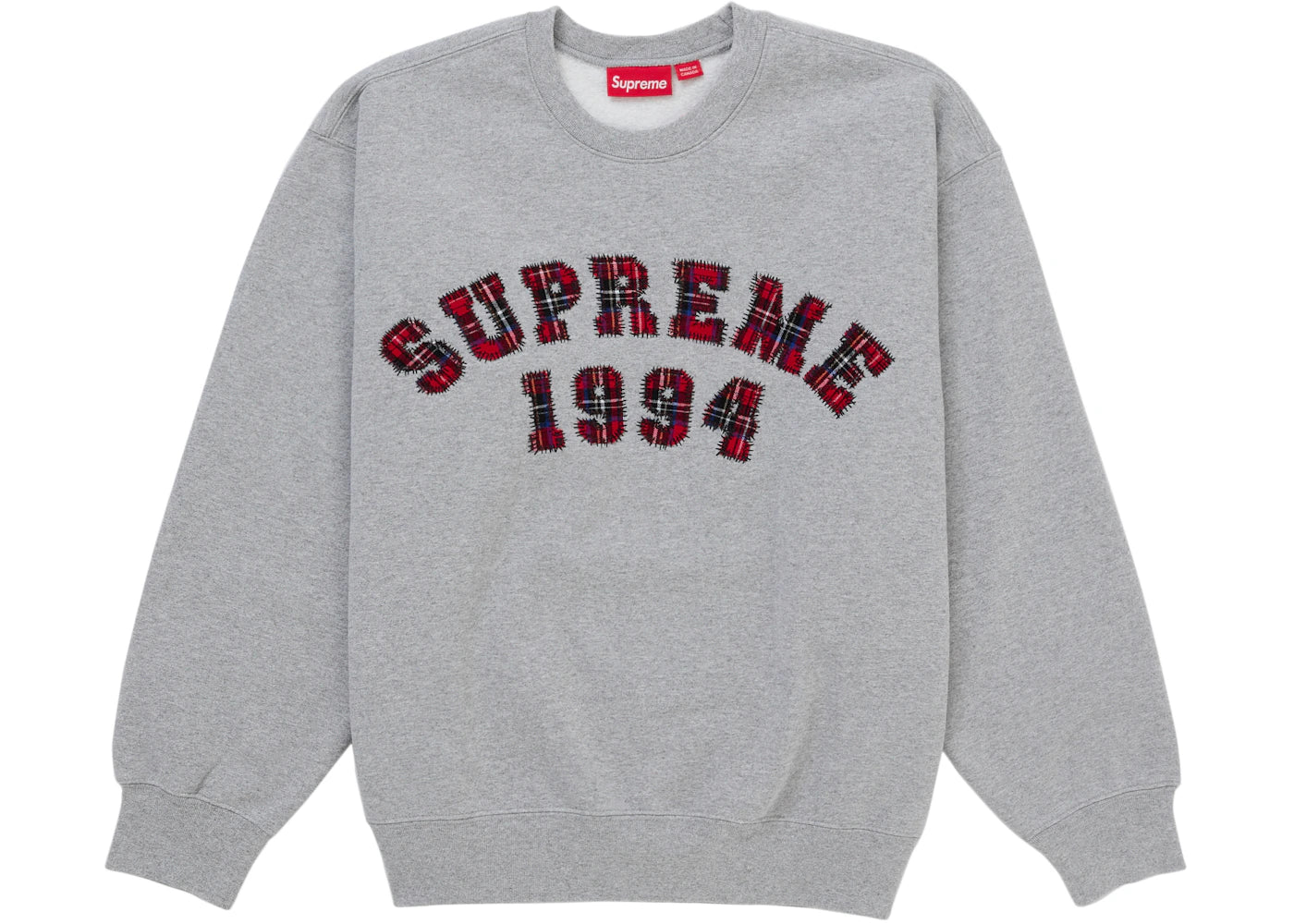 Supreme Plaid Arc Crewneck Heather Grey -1