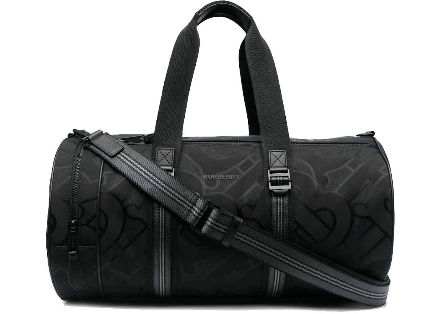 Burberry Monogram Jacquard Medium Barrel Bag Black -1
