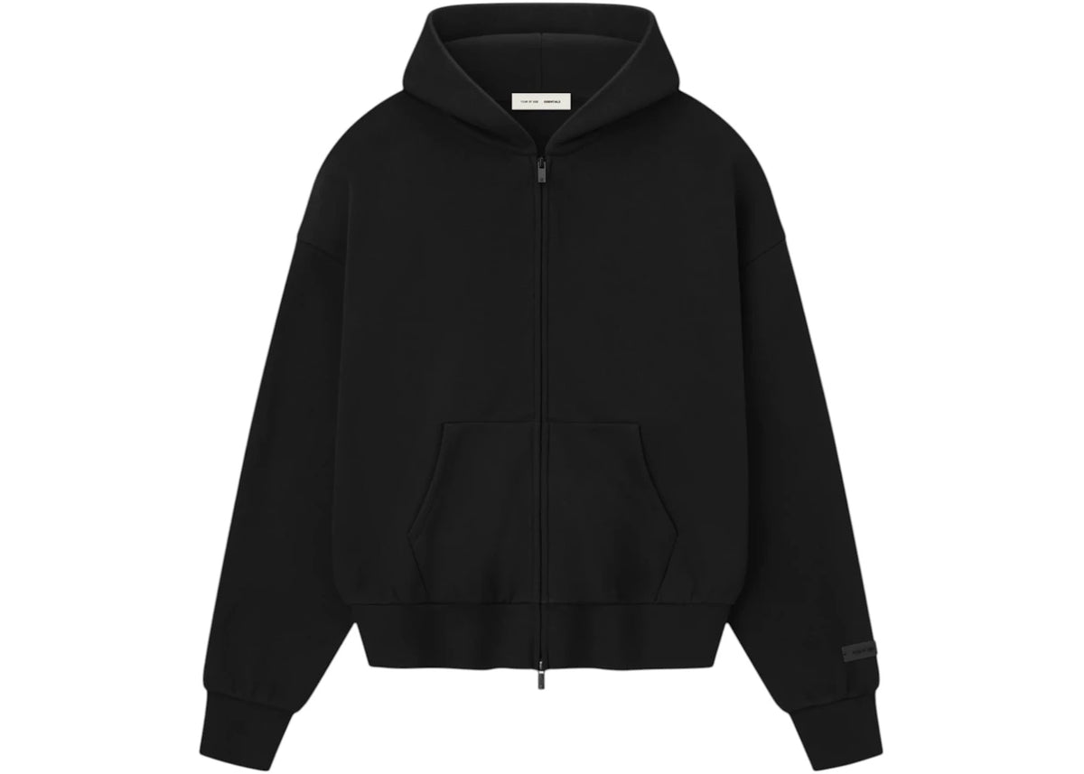 Fear of God Essentials Classic Fleece Zip-Up Hoodie Jet Black -1