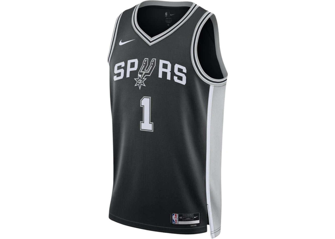 Nike NBA San Antonio Spurs Victor Wembanyama Icon Edition Swingman Dri-FIT Jersey Black/White/Grey -1