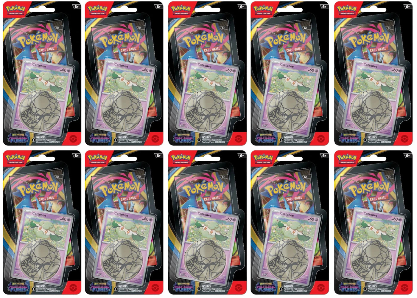 2025 Pokémon Mega Evolution Phantasmal Flames Cottonee Blister Pack 10x Lot -1