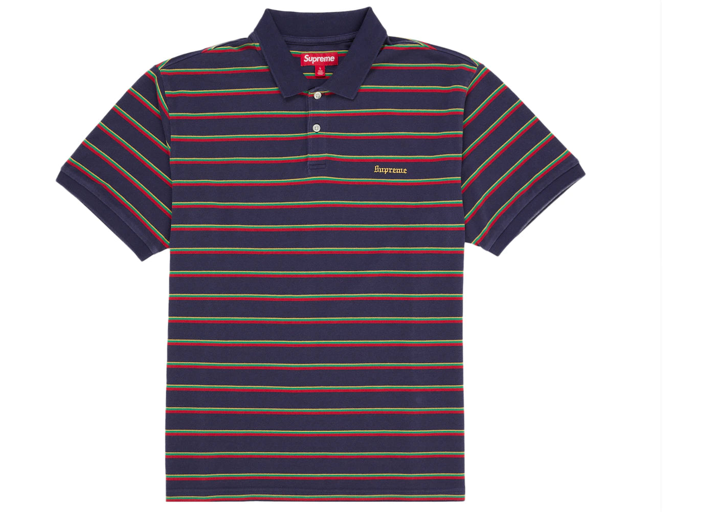 Supreme Washed Stripe Polo Navy -1
