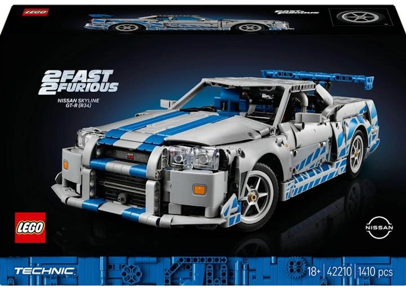 LEGO Technic 2 Fast 2 Furious Nissan Skyline GT-R (R34) Car Set 42210 -1