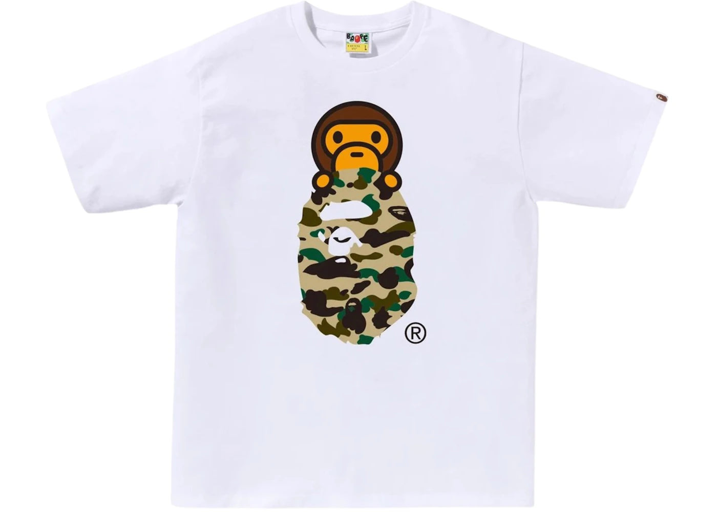 BAPE 1st Camo Milo On Ape Head Tee Tee White/Yellow -1