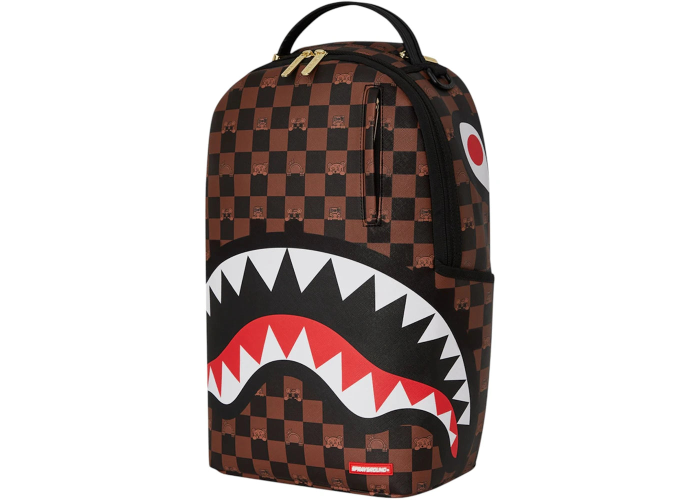 Sprayground Peeking Character Check Backpack Backpack Black Brown -1