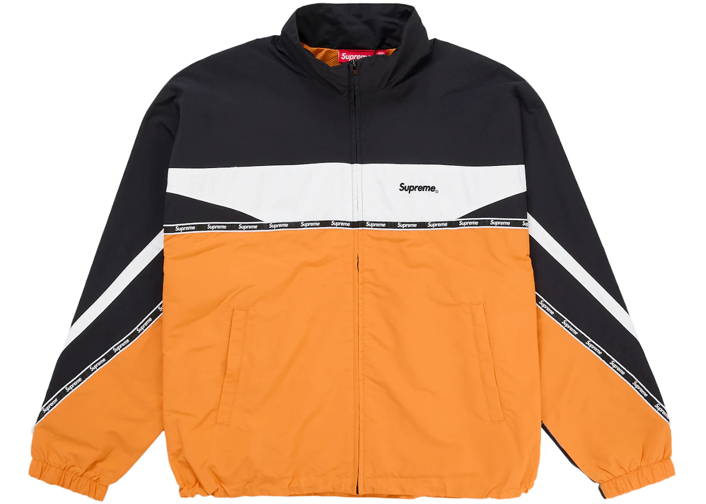 Supreme Logo Taping Track Jacket Orange -1