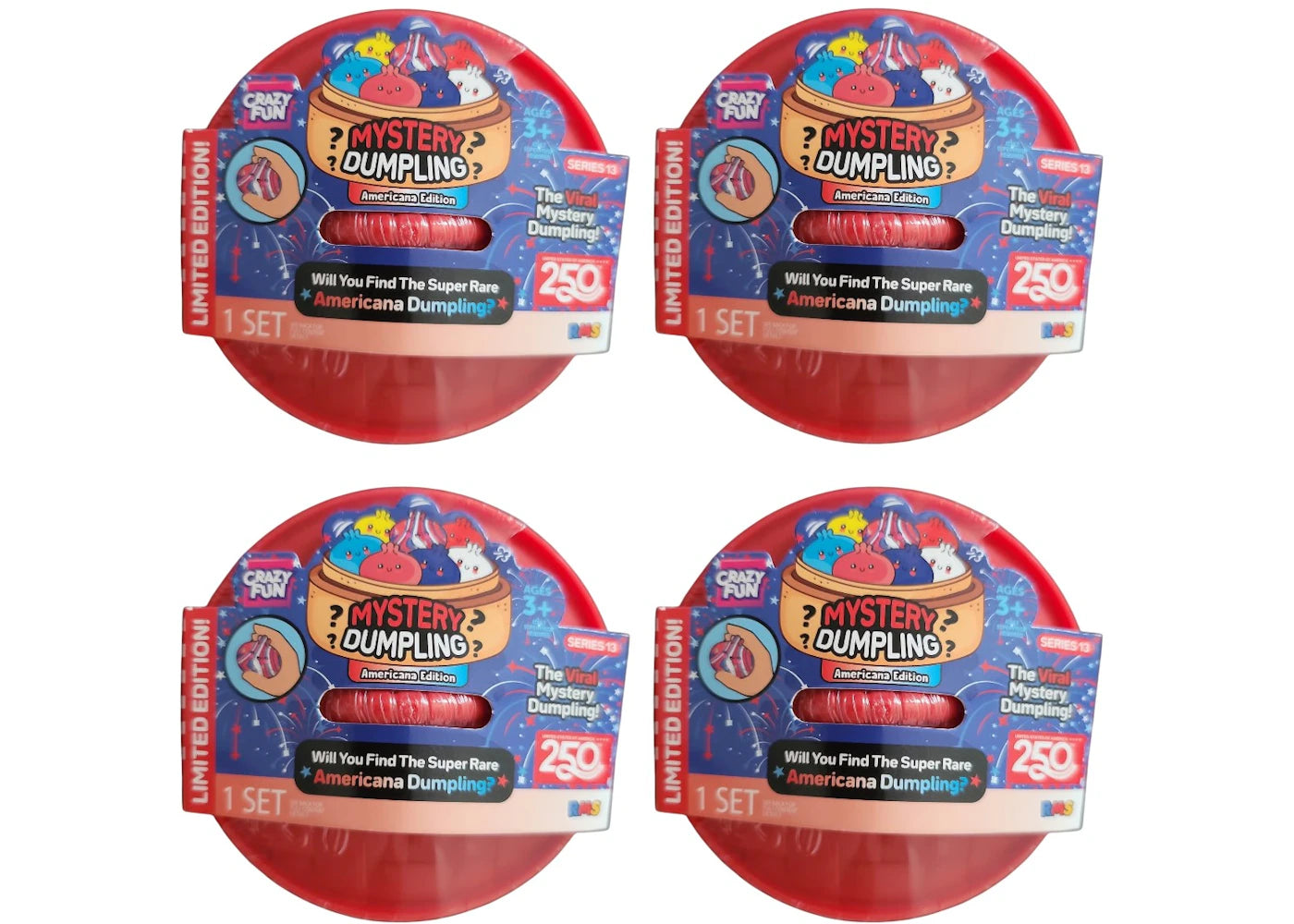 Squishy Bun Mystery Dumpling Americana Edition Blind Box 4x Lot -1