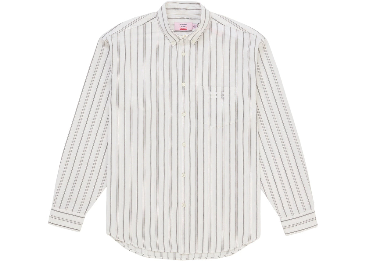 Supreme Martine Rose Metallic Stripe Shirt White -1