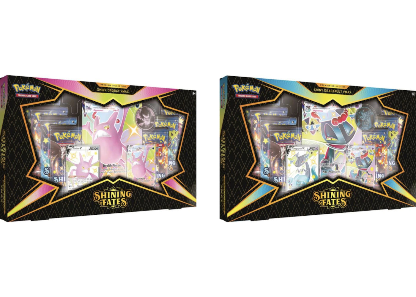 Pokémon TCG Sword & Shield Shining Fates Premium Collection 2X Lot Shiny Crobat VMAX/Shiny Dragapult VMAX -1