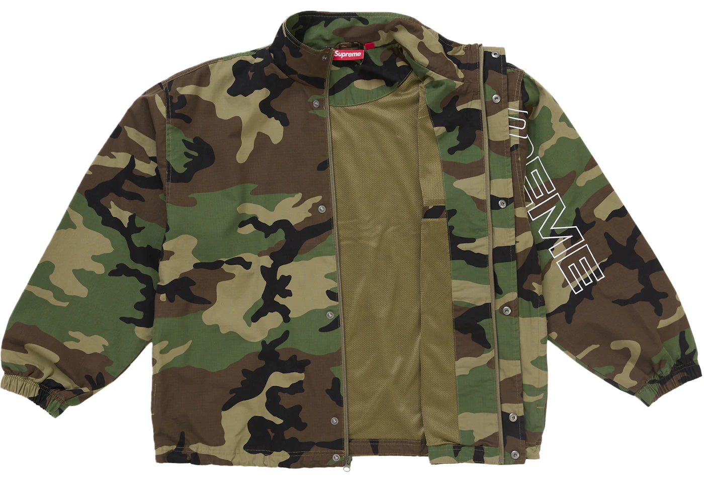 Supreme Spellout Embroidered Ripstop Track Jacket Woodland Camo -1