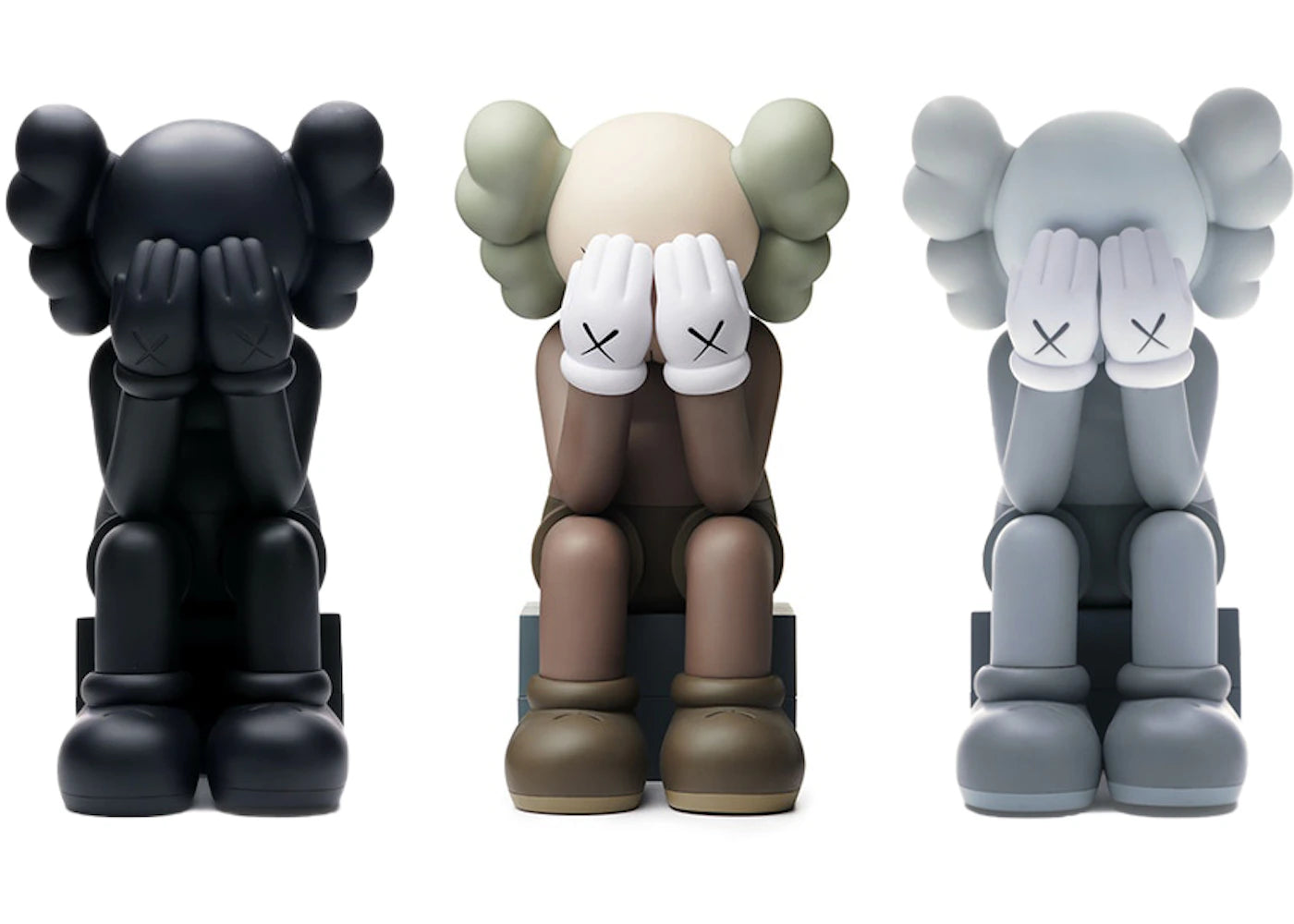 KAWS Passing Through Open Edition Vinyl Figure Black/Brown/Grey Set -1