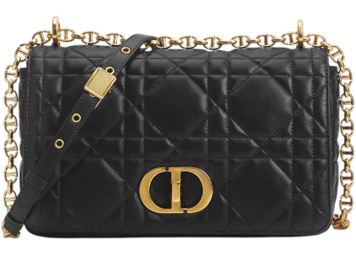 Dior Medium Soft Caro Macrocannage Lambskin Bag Black -1