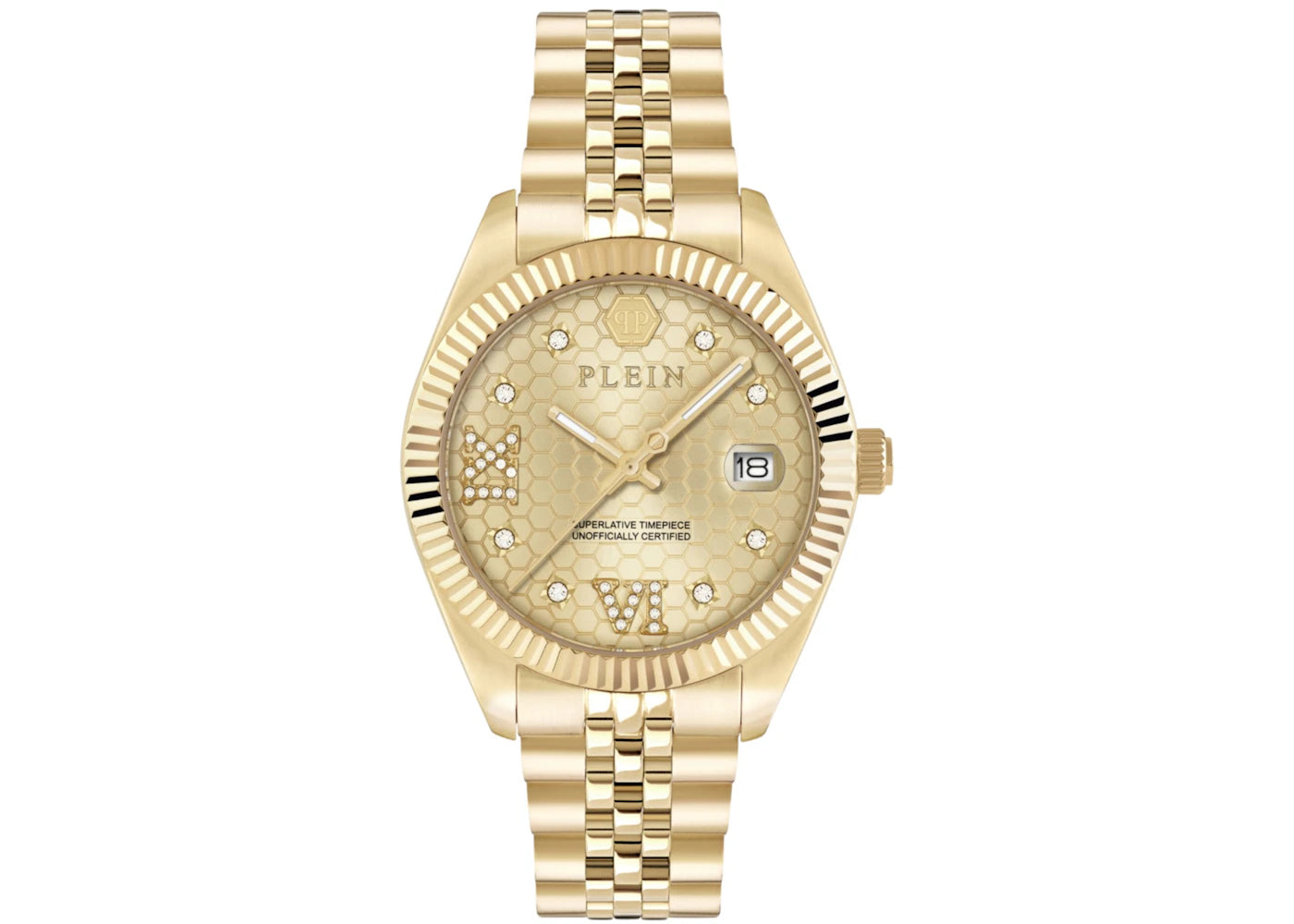 Philipp Plein Date Superlative Crystal PWYFA0425 (Gold Guilloche) -1