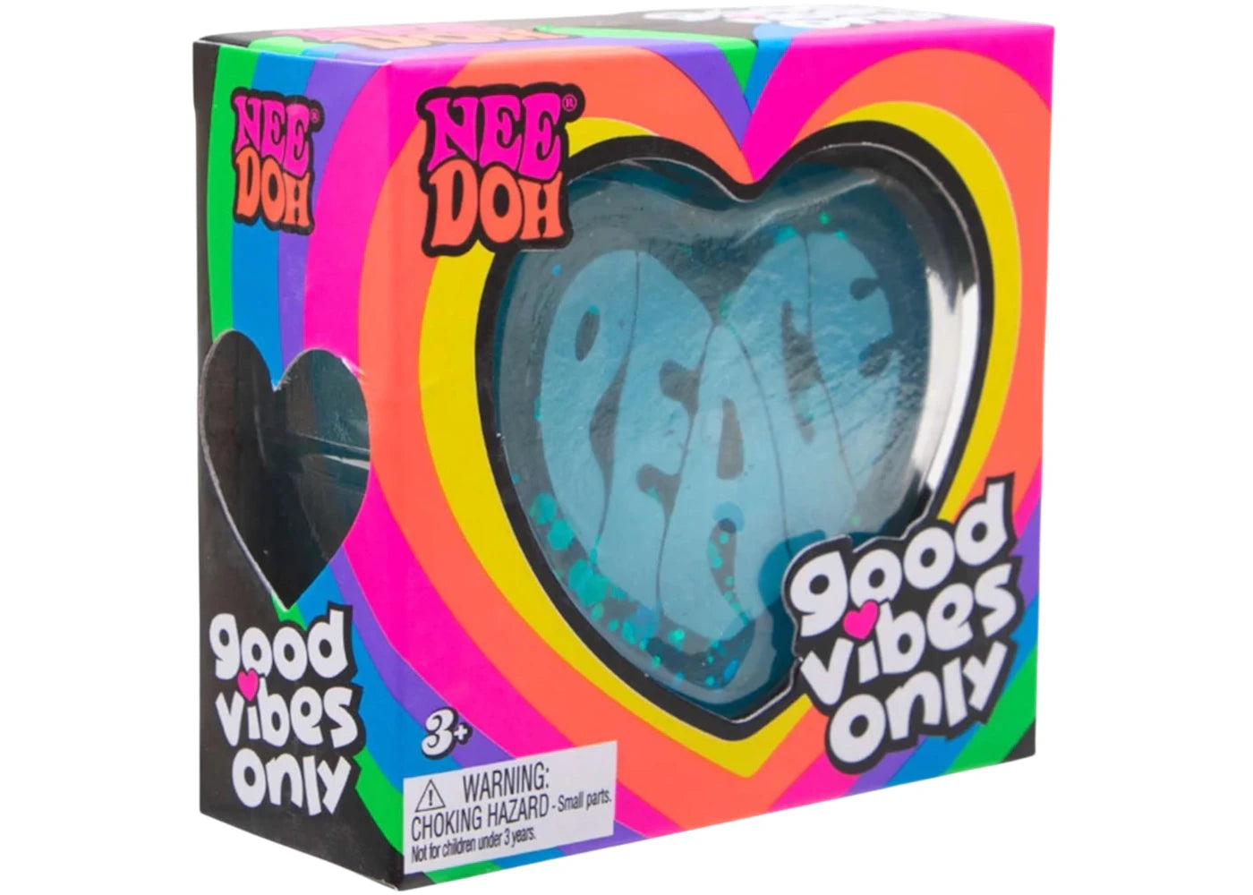 NeeDoh Good Vibes Only Squishy Fidget Toy Blue (Text on Heart May Vary) -1