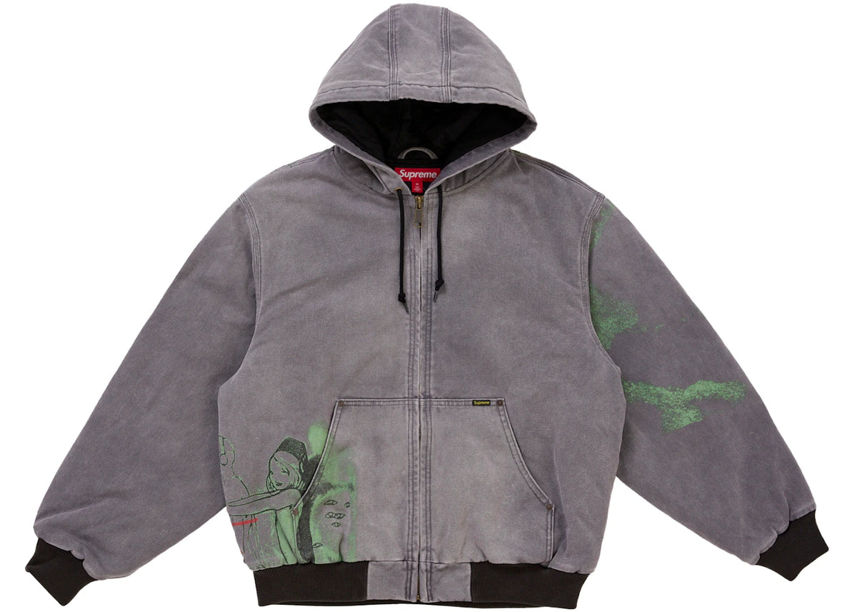 Supreme Rita Ackermann Hooded Work Jacket Grey -1