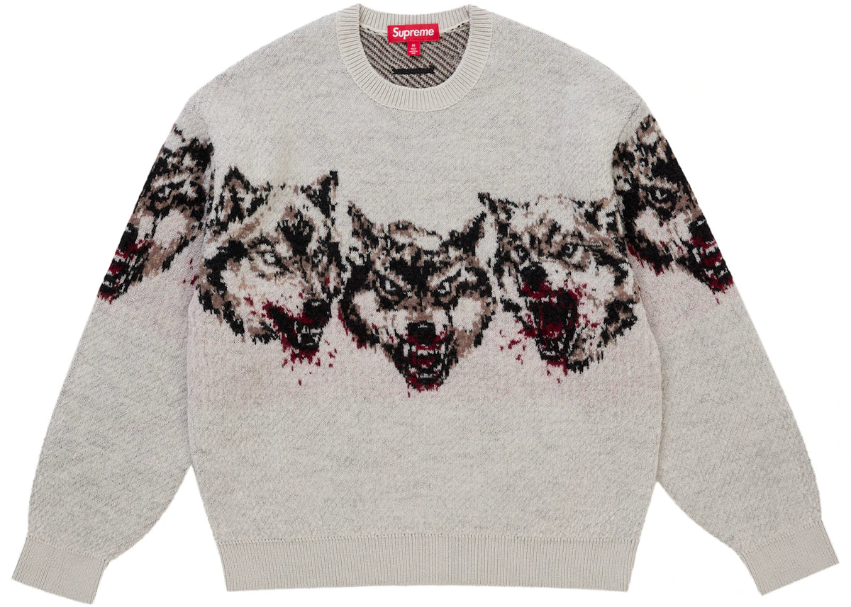Supreme Wolves Sweater White -1