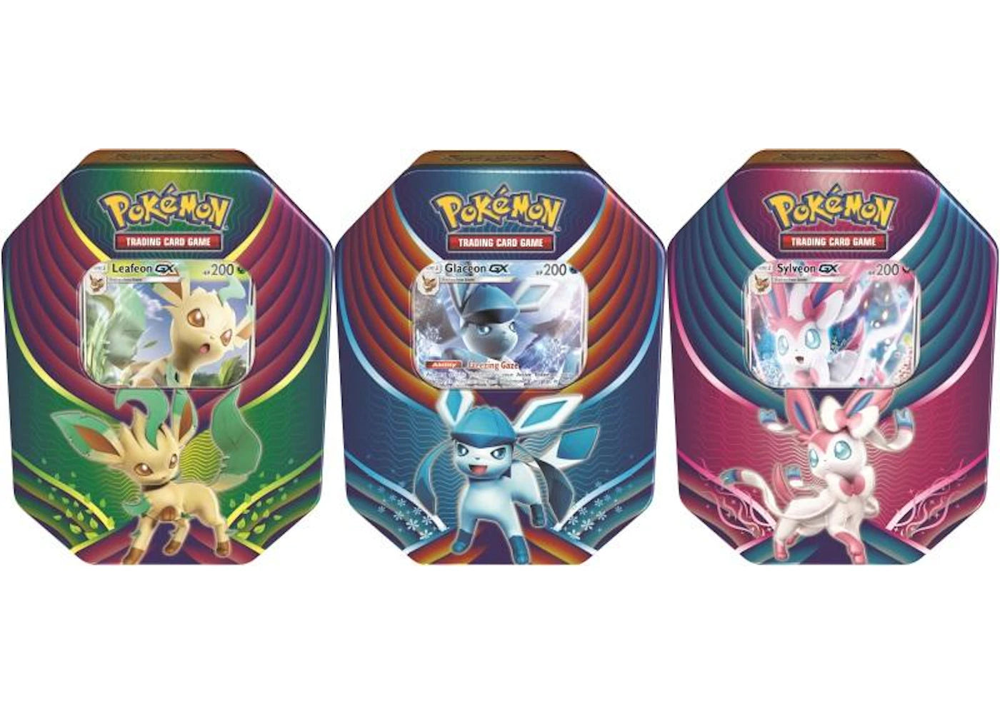 2018 Pokemon TCG Evolution Celebration Tin Leafeon GX/Glaceon GX/Sylveon Gx Lot -1