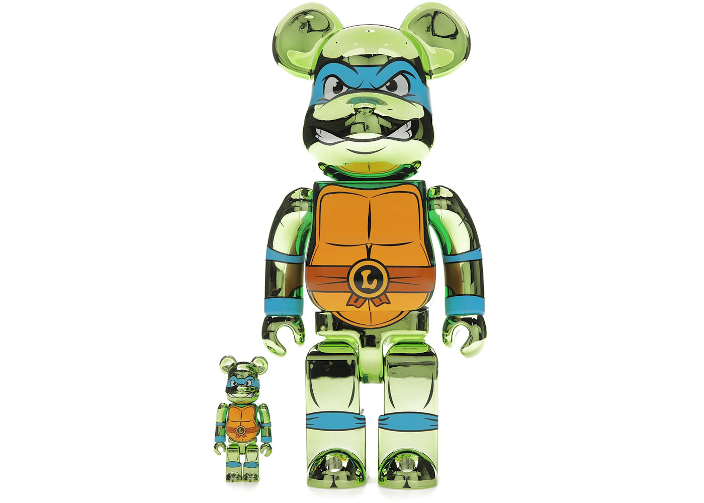 Bearbrick x Teenage Mutant Ninja Turtles Leonardo 100% & 400% Set Chrome Ver. -1