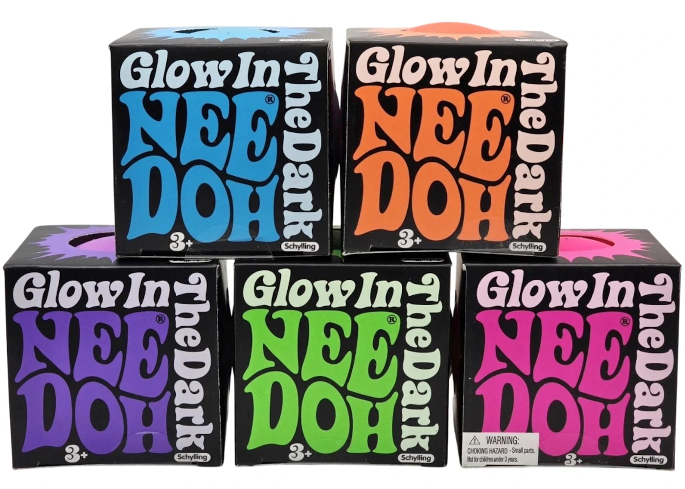 NeeDoh Glow in the Dark Squishy Fidget Toy Set of 5 Pink/ Green/ Orange/ Blue/ Purple -1