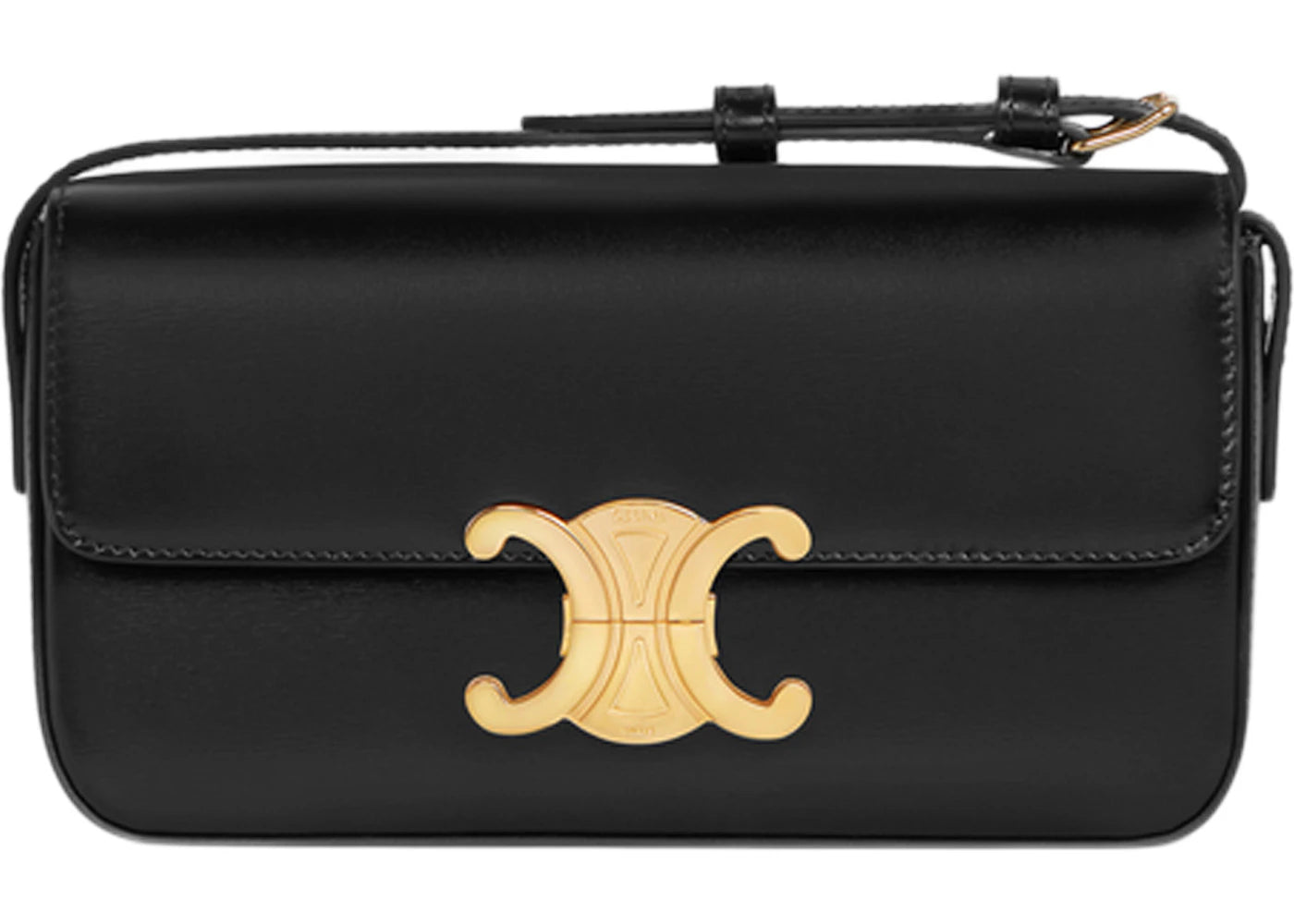 Celine Shoulder Bag Claude in Shiny Calfskin Leather Black -1