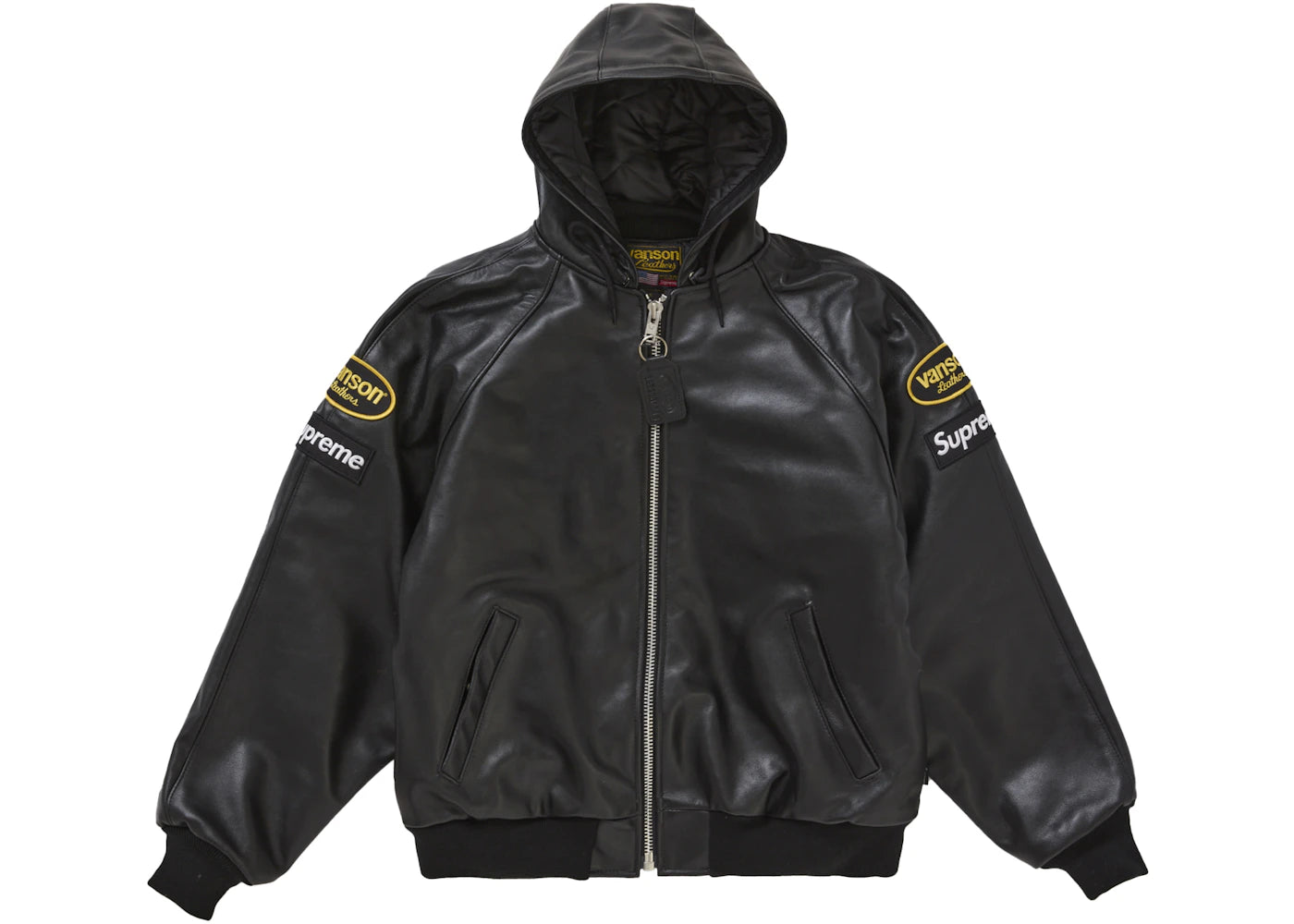 Supreme Vanson Leathers Hooded Work Jacket Black -1