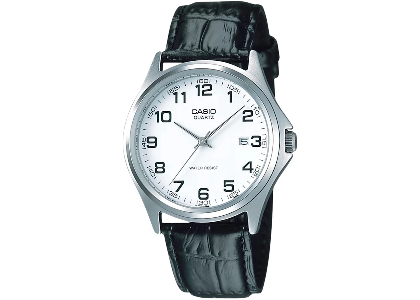 Casio Men’s Silver Analog Watch with Black Leather Strap MTP-1183E-7B -1