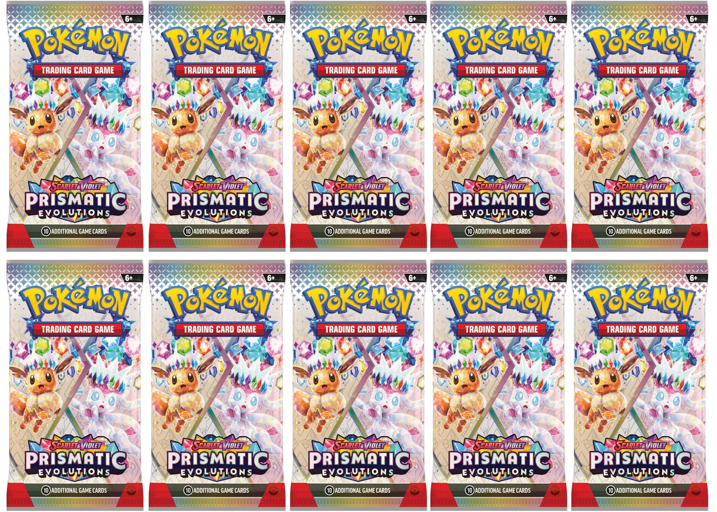 2024 Pokémon Scarlet & Violet Prismatic Evolution Booster Pack 10x Lot -1