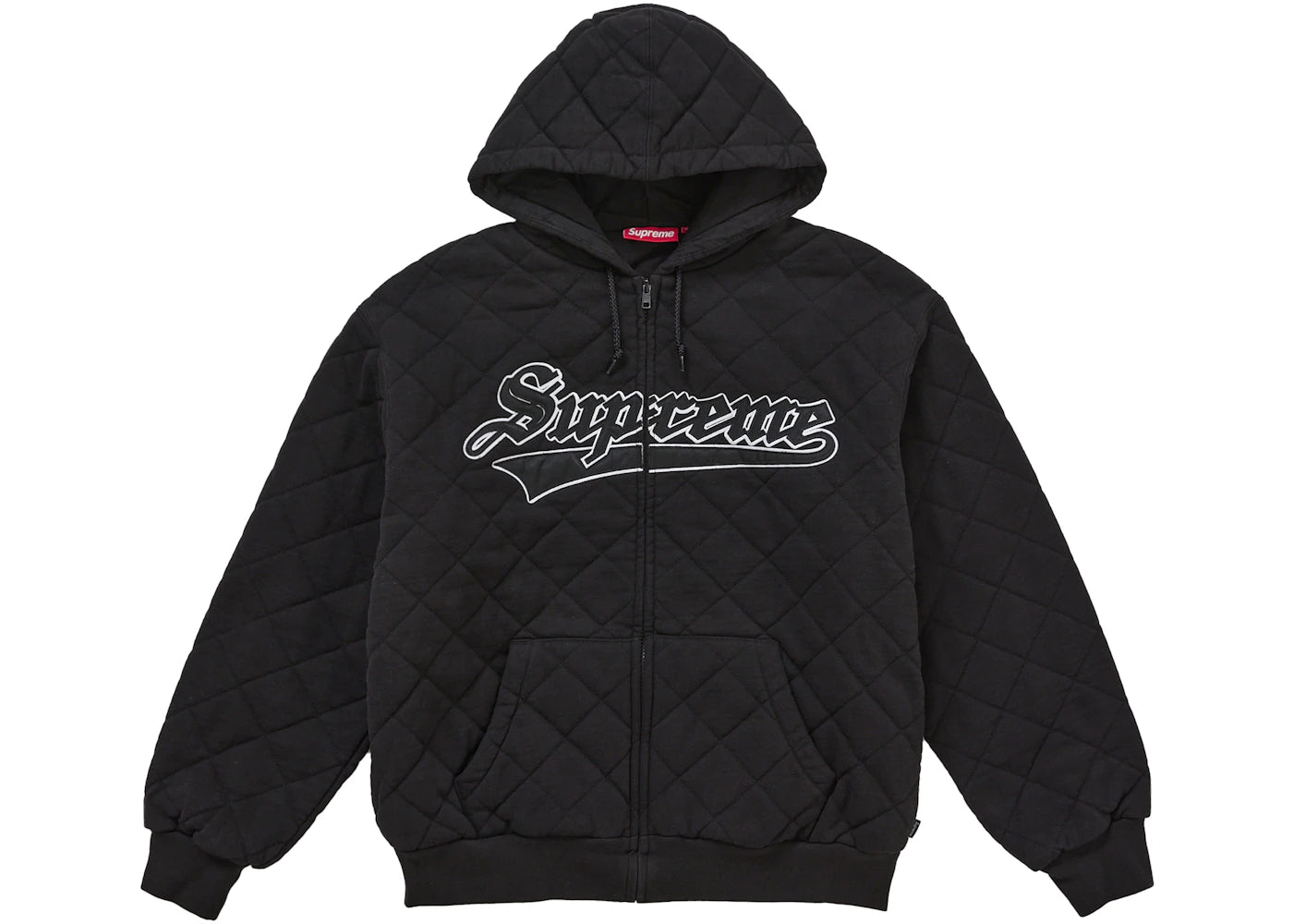 Supreme Quilted Zip Up Hooded Sweatshirt Black -1