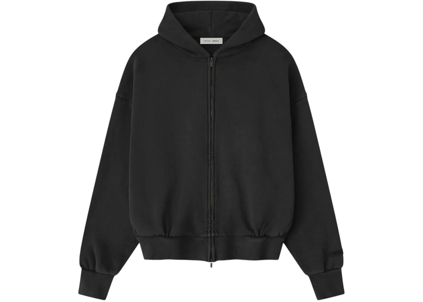 Fear of God Essentials Embroidered Classic Full Zip Hoodie Vintage Black -1