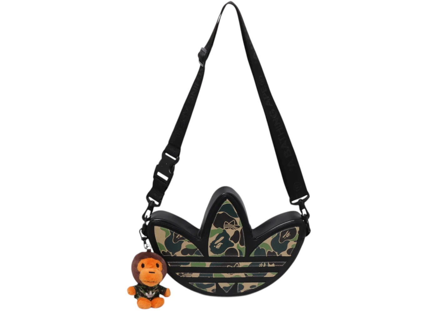 adidas x BAPE Camo Trefoil Shoulder Bag Black -1