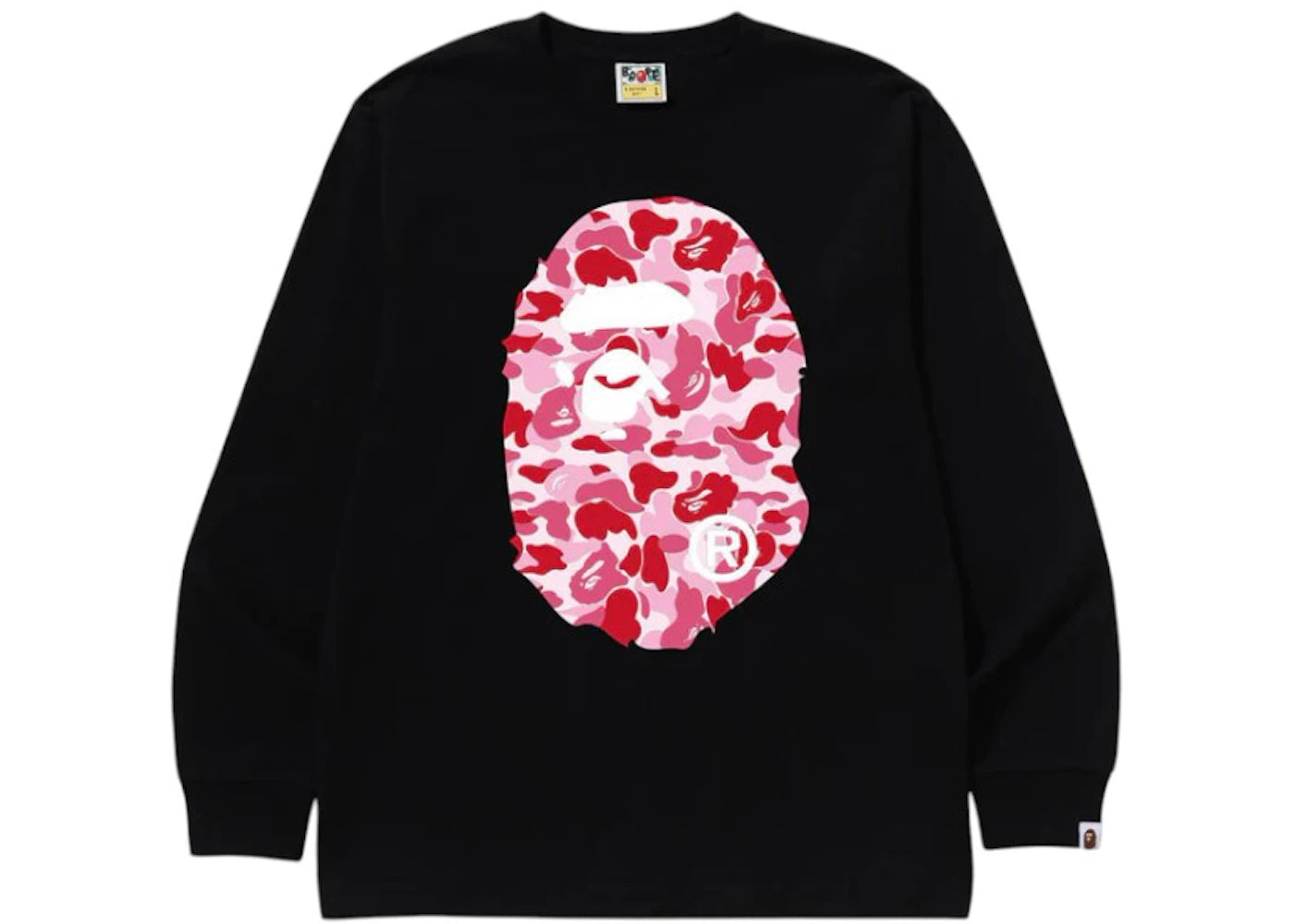 BAPE ABC Camo Big Ape Head L/S Tee Black/Pink -1