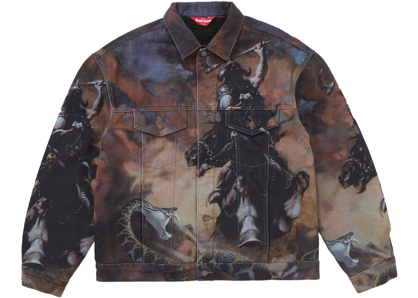 Supreme Frazetta Faux Shearling Lined Trucker Jacket Multicolor -1