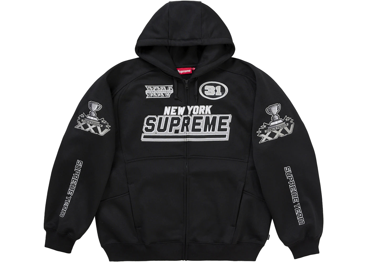 Supreme Football Zip Up Hooded Sweatshirt (FW25) Black -1