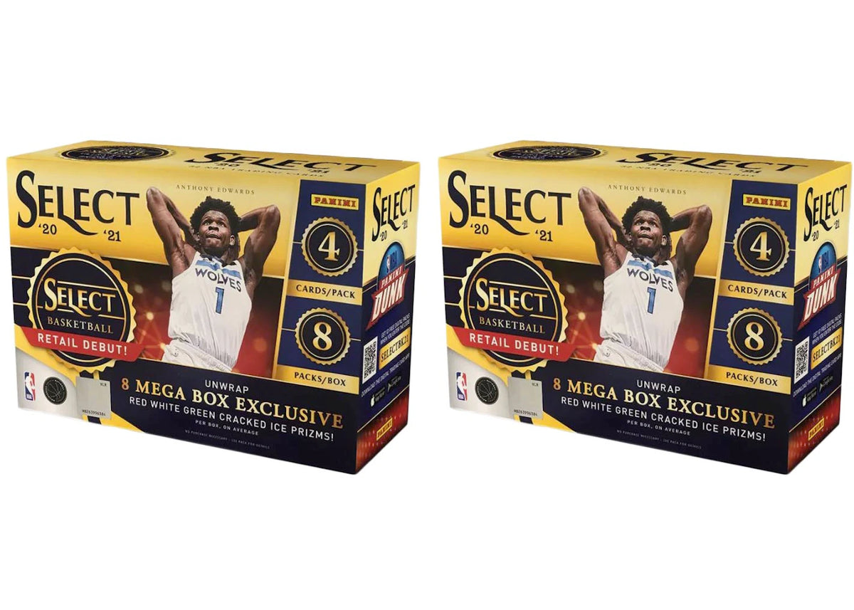 2020-21 Panini Select Basketball Mega Box (Red/White/Green Cracked Ice Prizms) 2x Lot -1