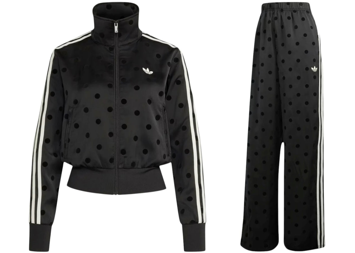 adidas Women's Satin Polka Dots TT Jacket/Pant Set Black -1