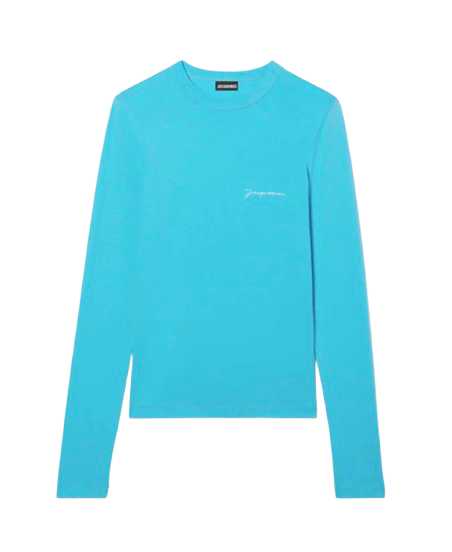 Le t-shirt Brodé Manche Longue Bleu Jacquemus -1
