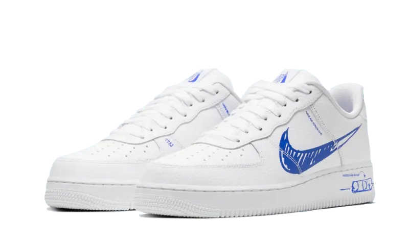 Nike Air Force 1 Low Sketch Blue Swoosh - CW7581-100