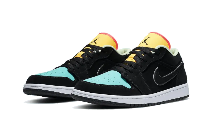 Air Jordan 1 Low Black Aurora Green Laser Orange - CK3022-013