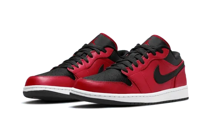 Air Jordan 1 Low Reverse Bred Pebbled Swoosh - 553558-605