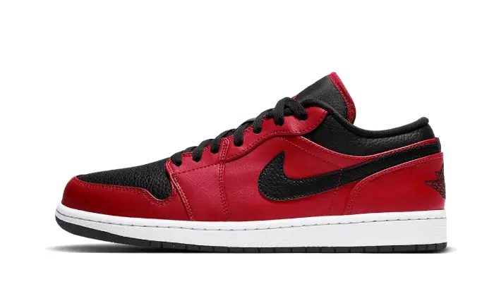 Air Jordan 1 Low Reverse Bred Pebbled Swoosh - 553558-605